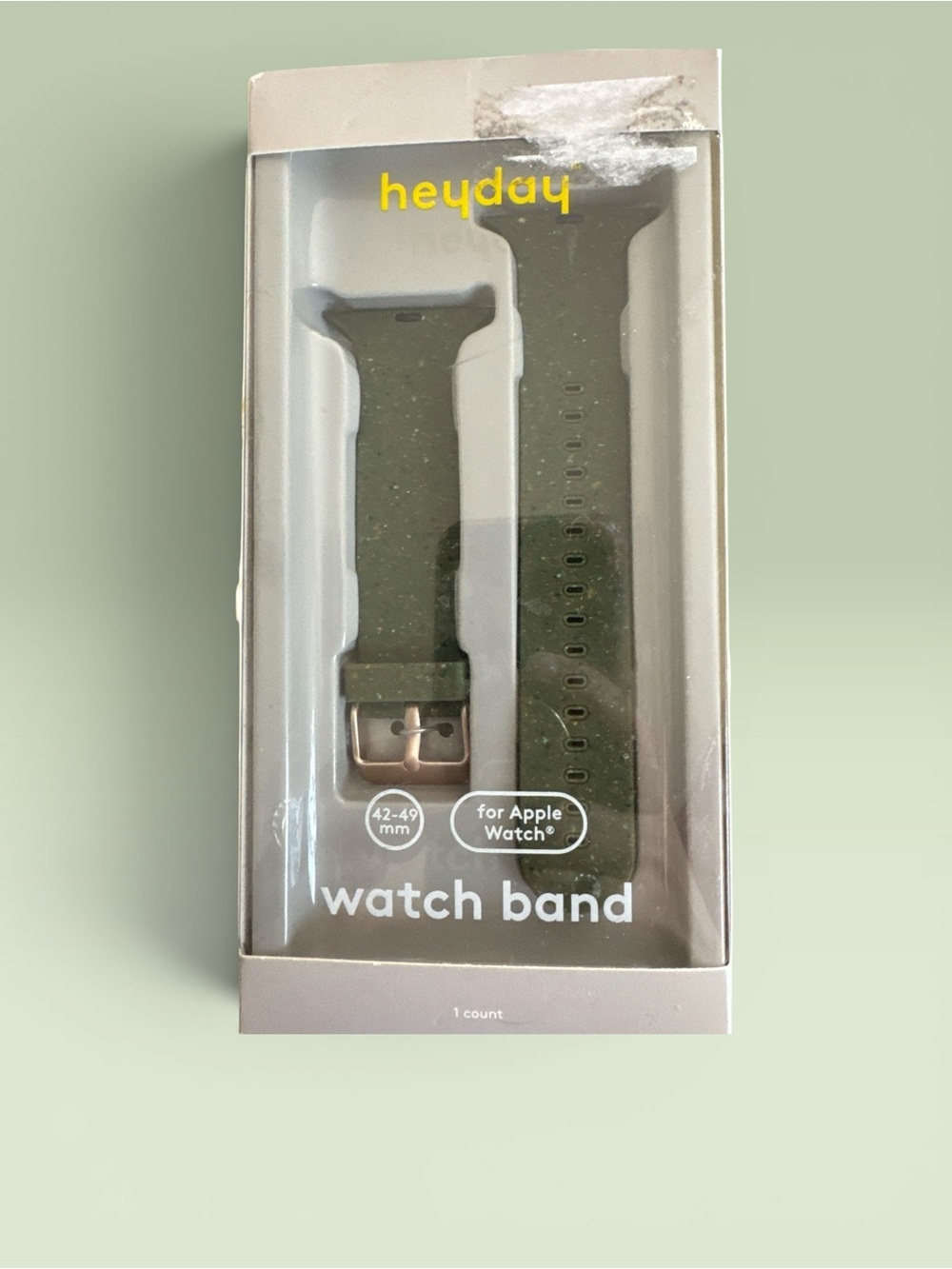 Heyday Green & earth tone speckled Silicone Apple Watch Band w/ Rose Gold Buckle